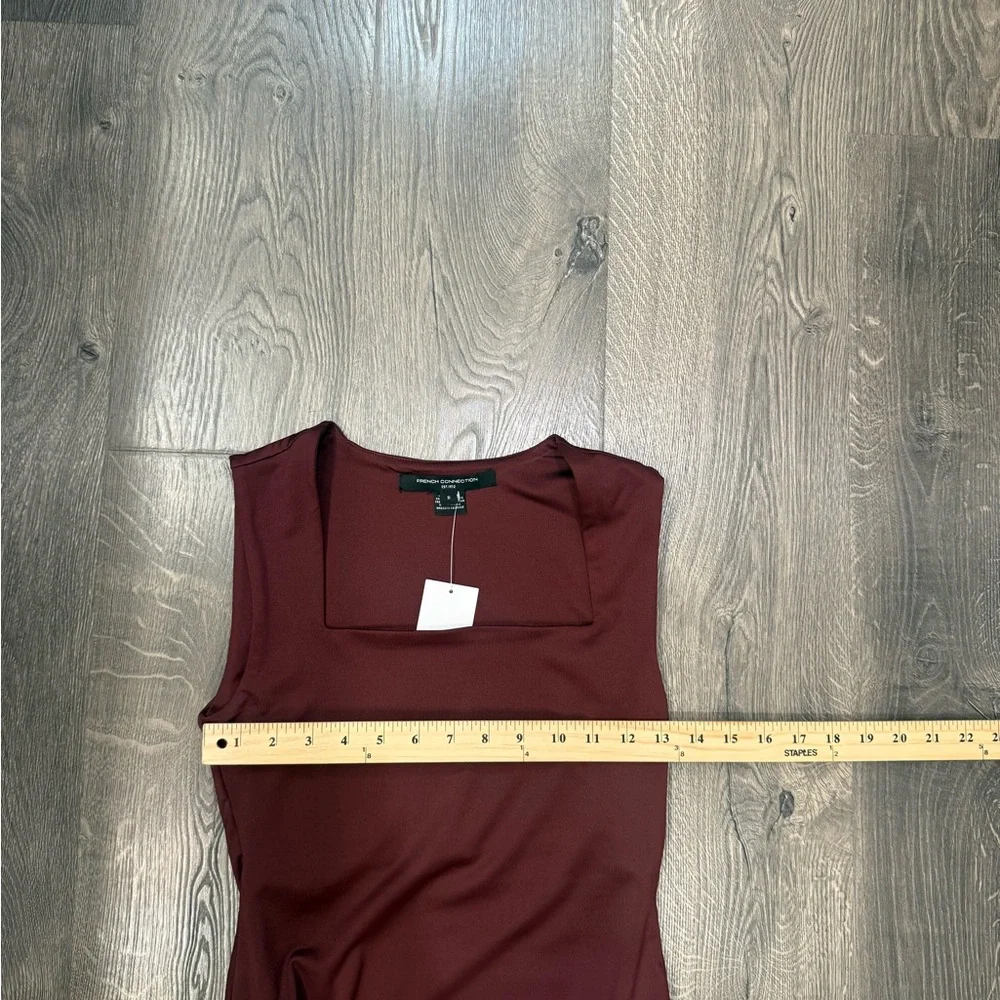 Burgundy Flattering Fit Square Neck Bodysuit - Picture 6 of 7